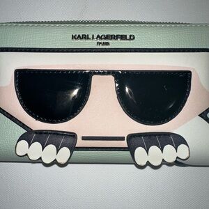 Karl Lagerfeld Mint and Black Wallet with Sunglasses Motif